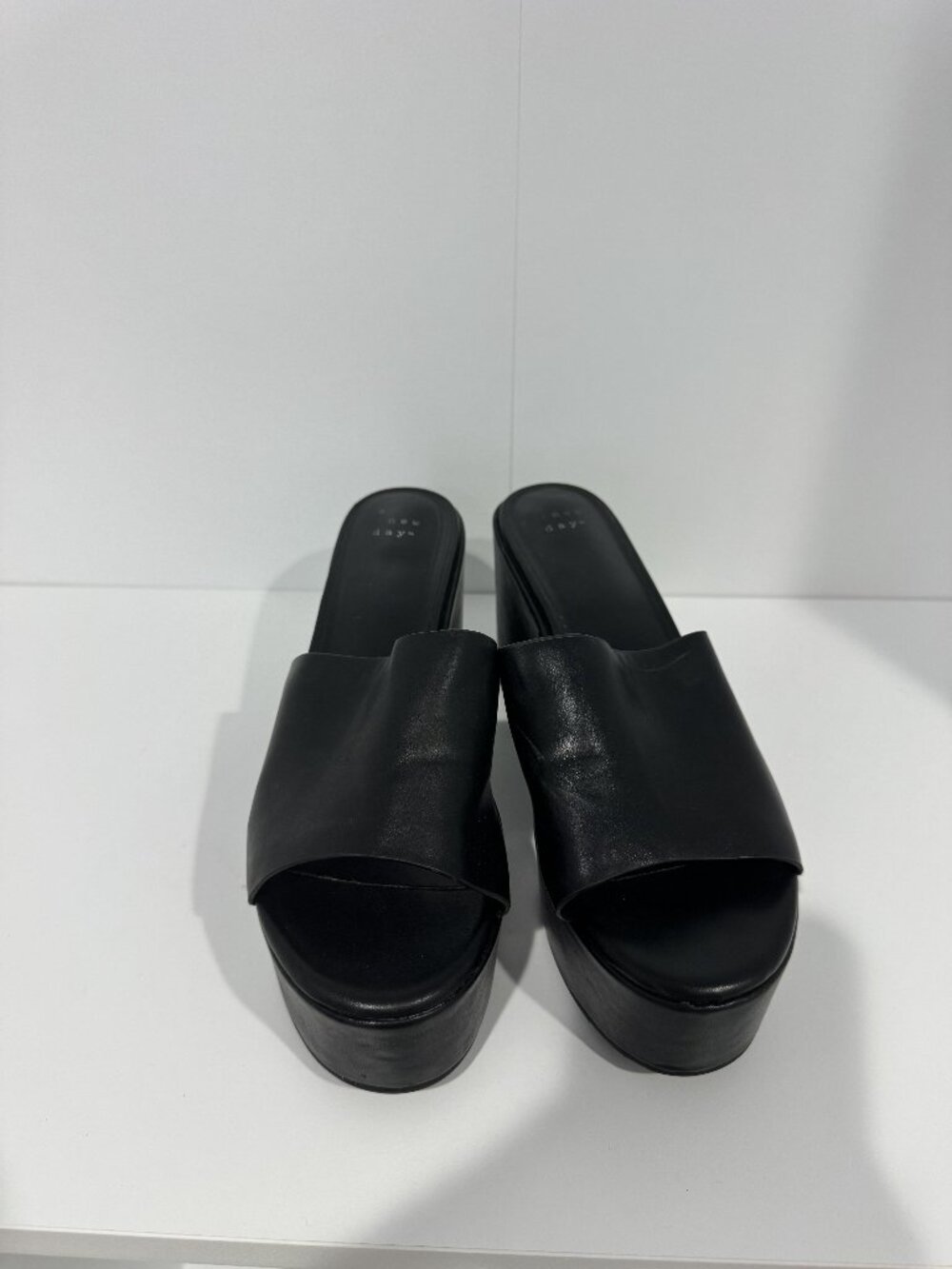 A New Day Black Platform Mule Heels